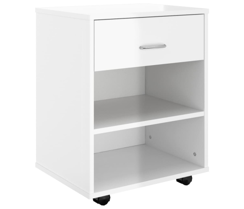 vidaXL skapītis ar riteņiem spīdīgi balts 46x36x59cm inženierijas koks