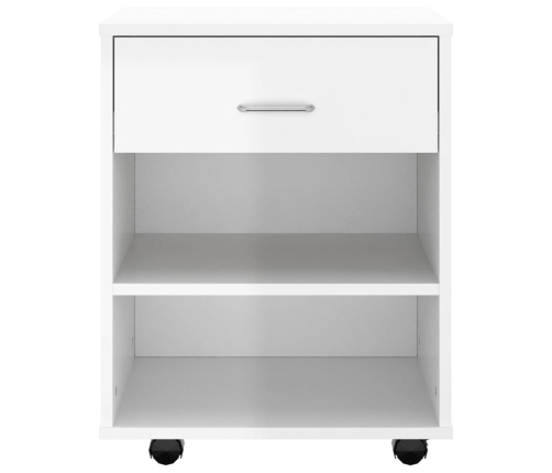 vidaXL skapītis ar riteņiem spīdīgi balts 46x36x59cm inženierijas koks