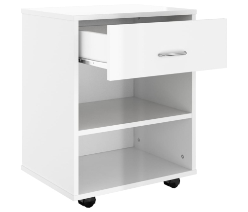 vidaXL skapītis ar riteņiem spīdīgi balts 46x36x59cm inženierijas koks