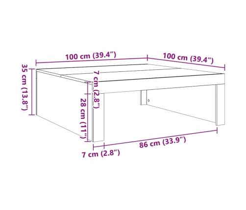 vidaXL kafijas galdiņš, 100x100x35 cm, melns, inženierijas koks