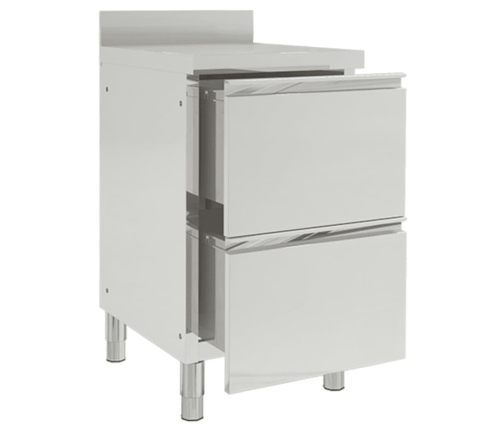 vidaXL virtuves skapīši ar 2 atvilktnēm, 2 gab., nerūsējošs tērauds