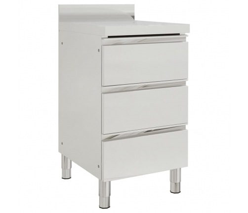 vidaXL virtuves skapīši ar 3 atvilktnēm, 2 gab., nerūsējošs tērauds