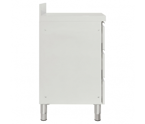 vidaXL virtuves skapīši ar 3 atvilktnēm, 2 gab., nerūsējošs tērauds