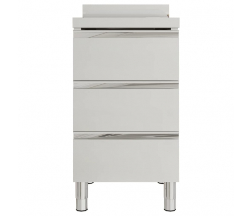 vidaXL virtuves skapīši ar 3 atvilktnēm, 2 gab., nerūsējošs tērauds