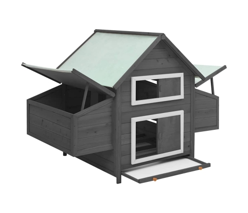 vidaXL vistu būris, 152x96x110 cm, pelēks ar baltu, egles masīvkoks