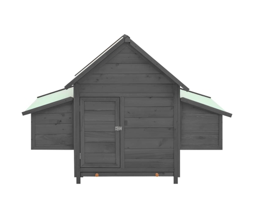 vidaXL vistu būris, 152x96x110 cm, pelēks ar baltu, egles masīvkoks