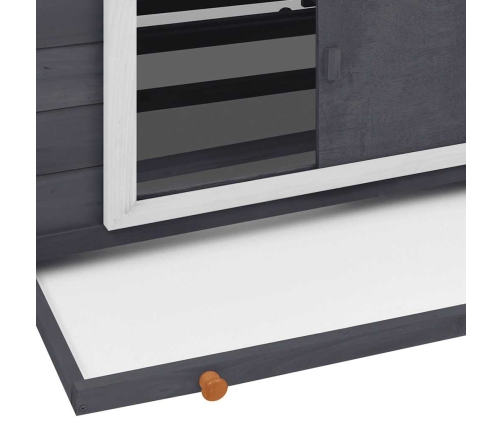 vidaXL vistu būris, 152x96x110 cm, pelēks ar baltu, egles masīvkoks