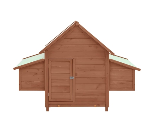 vidaXL vistu būris, 152x96x110 cm, brūns ar baltu, egles masīvkoks