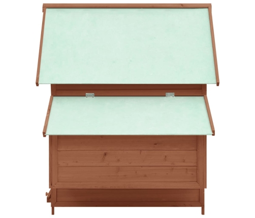 vidaXL vistu būris, 152x96x110 cm, brūns ar baltu, egles masīvkoks