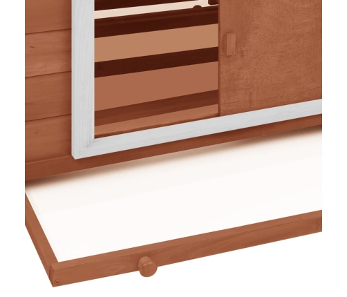 vidaXL vistu būris, 152x96x110 cm, brūns ar baltu, egles masīvkoks