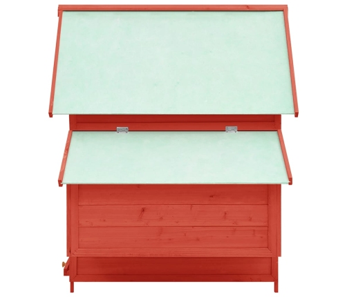 vidaXL vistu būris, 152x96x110 cm, sarkans ar baltu, egles masīvkoks