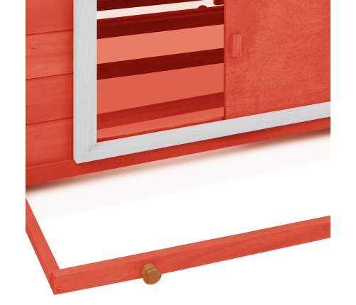 vidaXL vistu būris, 152x96x110 cm, sarkans ar baltu, egles masīvkoks