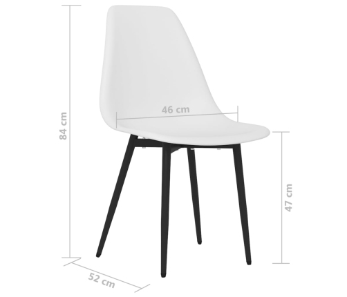 vidaXL virtuves krēsli, 4 gab., balts PP