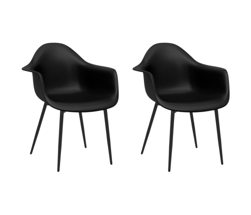 vidaXL virtuves krēsli, 2 gab., melns PP