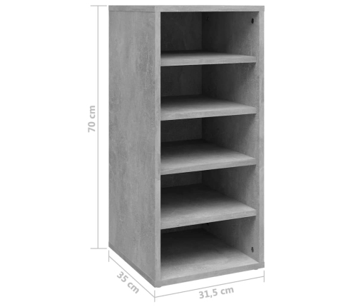 vidaXL apavu plaukti, 2 gab., pelēki, 31,5x35x70 cm, inženierijas koks