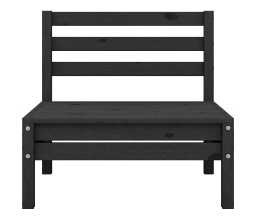 vidaXL vidējais dārza dīvāns, melns, priedes masīvkoks