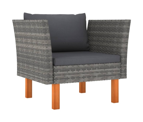 vidaXL 10-daļīgs dārza dīvānu komplekts, PE rotangpalma, eikalipts