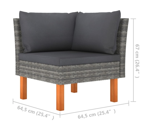 vidaXL 10-daļīgs dārza dīvānu komplekts, PE rotangpalma, eikalipts