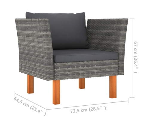 vidaXL 10-daļīgs dārza dīvānu komplekts, PE rotangpalma, eikalipts