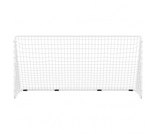 vidaXL futbola vārti ar tīklu, balti, 366x122x182 cm, tērauds