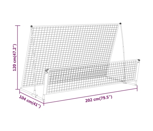 vidaXL futbola atsitiena vārti, 202x104x120 cm, tērauds