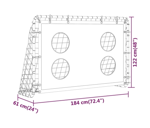 vidaXL futbola treniņu vārti, tērauds, 184x61x122 cm