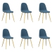 vidaXL virtuves krēsli, 6 gab., zils samts