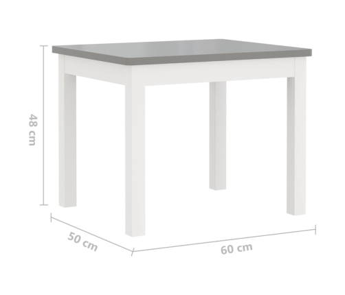 vidaXL 3-daļīgs bērnu galda un krēslu komplekts, balts ar pelēku, MDF