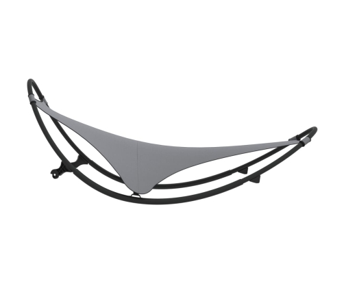 vidaXL sauļošanās šūpuļkrēsls ar riteņiem, tērauds, pelēks tekstilēns