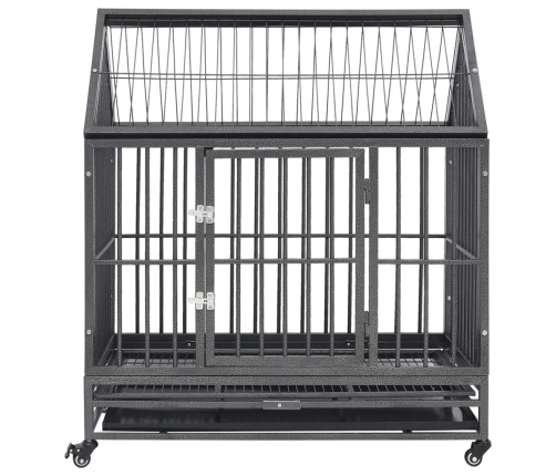 vidaXL suņu būris ar riteņiem un jumtu, 92x62x106 cm, tērauds