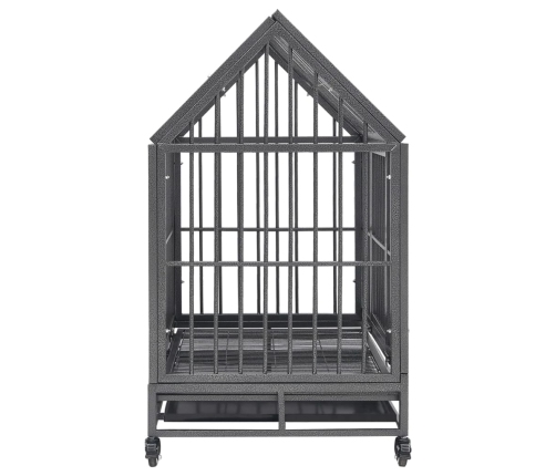 vidaXL suņu būris ar riteņiem un jumtu, 92x62x106 cm, tērauds