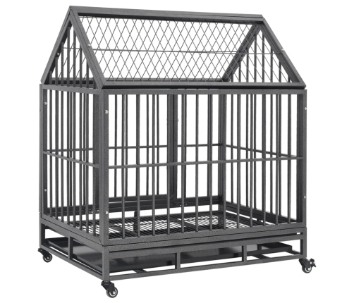 vidaXL suņu būris ar riteņiem un jumtu, 92x62x106 cm, tērauds
