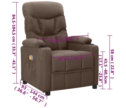 vidaXL masāžas krēsls, pelēkbrūns audums