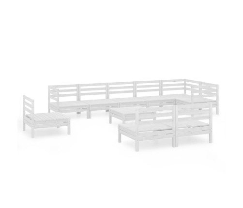 vidaXL 10-daļīgs dārza atpūtas mēbeļu komplekts, balts priedes koks