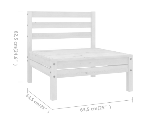 vidaXL 10-daļīgs dārza atpūtas mēbeļu komplekts, balts priedes koks