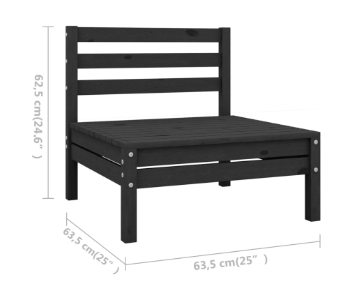 vidaXL 10-daļīgs dārza atpūtas mēbeļu komplekts, melns priedes koks