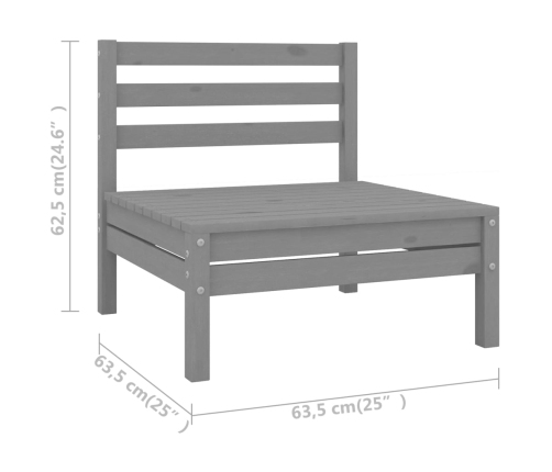 vidaXL 10-daļīgs dārza atpūtas mēbeļu komplekts, pelēks priedes koks