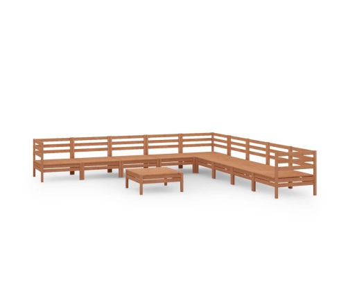 vidaXL 10-daļīgs dārza atpūtas mēbeļu komplekts, brūns priedes koks