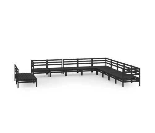 vidaXL 11-daļīgs dārza atpūtas mēbeļu komplekts, melns priedes koks