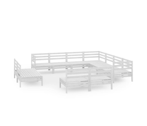 vidaXL 11-daļīgs dārza atpūtas mēbeļu komplekts, balts priedes koks