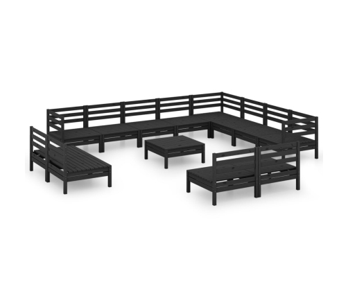 vidaXL 13-daļīgs dārza atpūtas mēbeļu komplekts, melns priedes koks