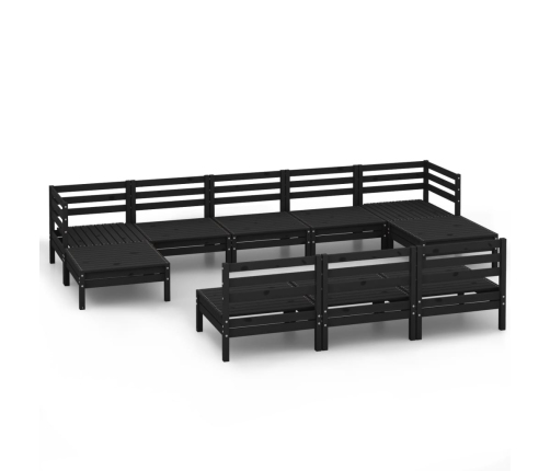 vidaXL 10-daļīgs dārza atpūtas mēbeļu komplekts, melns priedes koks