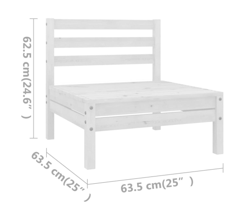 vidaXL 11-daļīgs dārza atpūtas mēbeļu komplekts, balts priedes koks