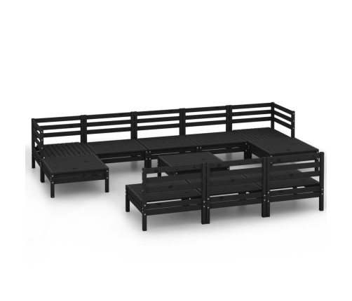 vidaXL 11-daļīgs dārza atpūtas mēbeļu komplekts, melns priedes koks