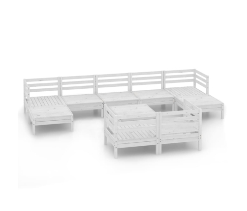 vidaXL 10-daļīgs dārza atpūtas mēbeļu komplekts, balts priedes koks