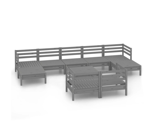 vidaXL 10-daļīgs dārza atpūtas mēbeļu komplekts, pelēks priedes koks