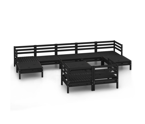 vidaXL 10-daļīgs dārza atpūtas mēbeļu komplekts, melns priedes koks