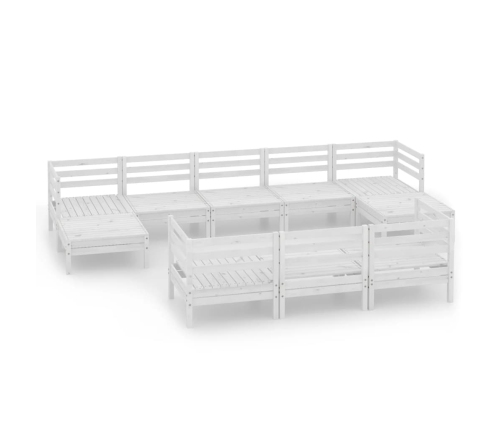 10-Daļīgs Dārza Atpūtas Mēbeļu Komplekts, Balts Priedes Koks Vidaxl