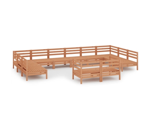 vidaXL 12-daļīgs dārza mēbeļu komplekts, brūns priedes masīvkoks