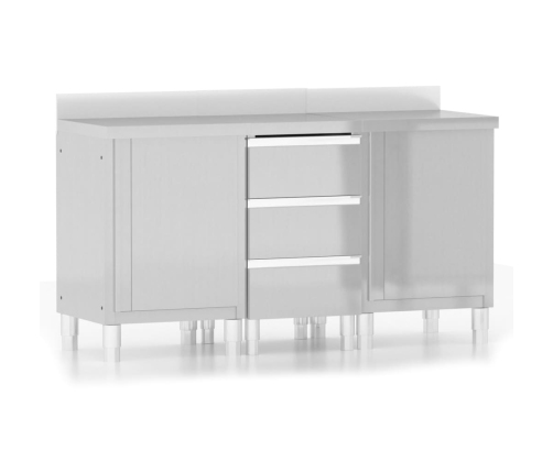 vidaXL virtuves skapīši, 3 gab., nerūsējošs tērauds